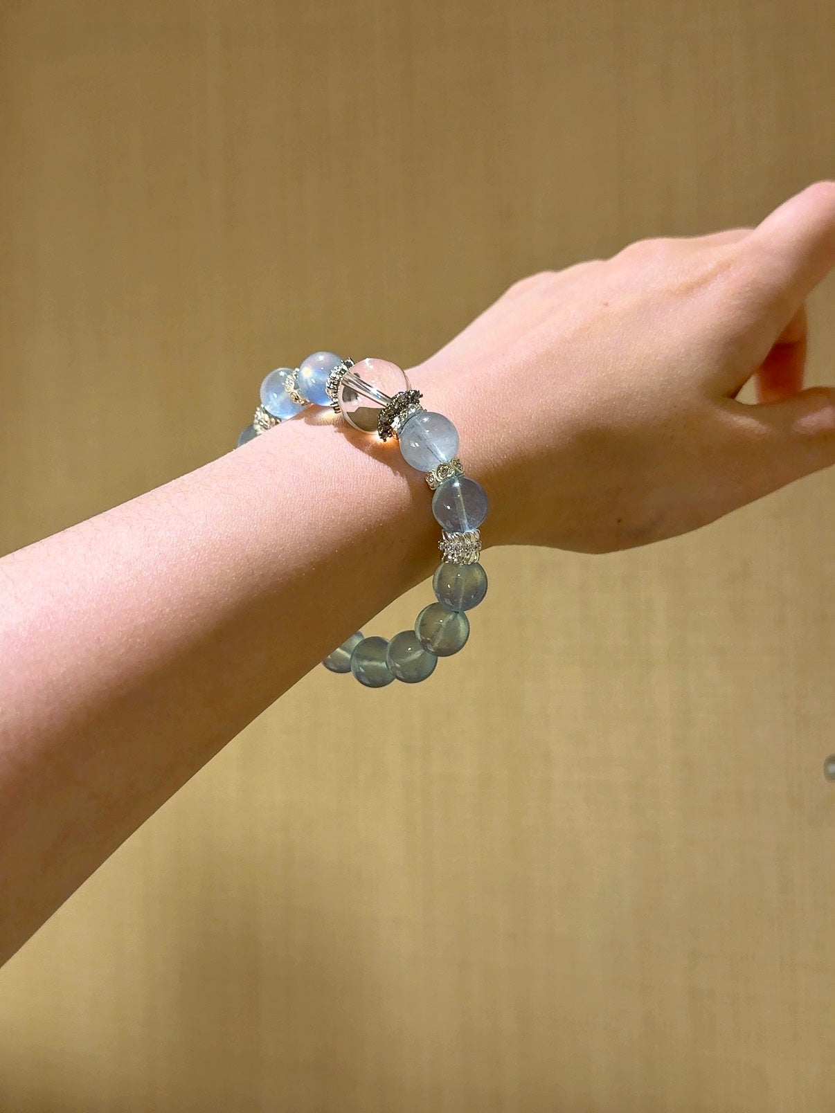 ▫️▪️ Aquamarine white crystal bracelet